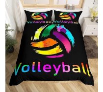 Loussiesd Volejbola gultas veļas komplekts 135 x 200 cm meitenēm zēniem sporta gultas komplekts volejbola spēle krāsains sega sedziņas komplekts istaba dekors volejbola spēlētājs kolekcija 2 gab.