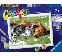 Ravensburger CreArt Sleeping Cats and Dogs Paint by Numbers bērniem - gleznošanas mākslas un amatniecības komplekts bērniem no 7 gadu vecuma