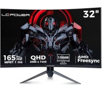 LC-POWER 32 collu izliekts spēļu monitors, WQHD 2560 x 1440, VA panelis, 1ms, 165 Hz, 1500R, bezmaksas sinhronizācija, 3500:1, 120% sRGB, HDMI, Display Port, LC-M32-QHD-165-C-V2