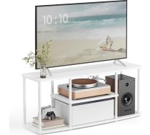 SONGMICS HOME īpaši ātra montāža bez instrumentiem, TV skapītis televizoriem līdz 50 collām, TV statīvs, zemais plaukts, viesistaba, 110 x 35 x 46 cm, plaukts, sniega balta matēta LTV500W01