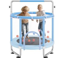 VEVOR Bērnu batuts Mini atpūtas batuts 147 cm maziem bērniem ar drošības tīklu un basketbola grozu, dzimšanas dienas dāvana, Ziemassvētku rotaļlieta bērniem no 3 gadiem, zils