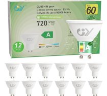 GY GU10 LED neitrāli balta spuldze, 4 W, 720 lūmeni, 4000 K, neitrāli balta, 60 W spuldze, gaismas leņķis 110°, bez regulējamas gaismas intensitātes, energoefektīvās spuldzes, 12 gab. iepakojumā