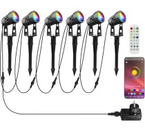 RGBW LED dārza prožektors ar Bluetooth lietotnes taimeri, LED dārza gaisma RGB + silti balta COB LED dārza apgaismojums ar zemes smaili ar tālvadības pulti Dārza lampa IP65 ūdensizturīga 12 V 20 W āra apgaismojumam