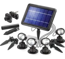 Esotec Quattro Power 102142 LED saules prožektori, zemes prožektori, saules gaismas, dārza piederumi, akumulators, skava, sienas stiprinājums, zemes smaile, vēsā baltā krāsā, IP44, izturīgi pret laikapstākļiem, āra apgaismojums, 4 gab. komple