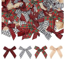 120 gab. mini lentes, gingham lenta, 5,1 cm, poliesters, rūtiņveida, mini Ziemassvētku lentes, mini rokdarbu lentes, gatavas lentes, dāvanu papīrs, lentes kāzām, dzimšanas dienai