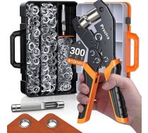 „Preciva Professional“ acs knaibles komplekts ar 300 acīm, acis (10 mm diametrs), magnētiskās acis, acis audumiem, brezentiem un markīzēm
