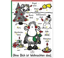 „Sheepworld“ Adventes kalendārs ar uzrakstu „Ohne Dich ist Weihnachten doof“ | 26 cm x 35 cm, šokolādes Adventes kalendārs, 75 g, pildīts ar šokolādi, kalendārs bērniem, jautrs dizains, 51126
