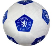 Chelsea FC oficiāli licencēts apaļais futbola spilvens — īpaši mīksts balts futbola emblēmas spilvens, kas ideāli piemērots jebkurai guļamistabai vai dīvānam, 25x25 cm