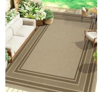 Famibay āra paklājs – pret laikapstākļiem izturīgs džutas paklājs, 200 x 300 cm, mazgājams brūns paklājs viesistabai, virtuvei, balkonam, terasei un dārzam ar džutas izskatu
