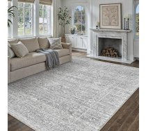 Vintage stila paklājs viesistabai, 200 x 300 cm, pelēks paklājs guļamistabai un viesistabai, mazgājams, neslīdošs paklājs, boho stila paklājs gultas priekšā, piemērots ēdamistabai un birojam, mīksts, ar īsu plūksnu, liela izmēra paklāji