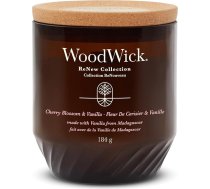 WoodWick ReNew aromātiskā svece ar čīkstošu dakti | Vidēja izmēra svece ar ķiršu ziedu un vaniļas aromātu | Sojas un kokosriekstu vaska maisījums | Izgatavota no pārstrādātiem materiāliem | Ideāla dāvana sievietēm