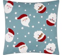 furn. Santas spilvens ar poliestera pildījumu – svētku Ziemassvētku dekoratīvais spilvens ar pūku struktūru un samta aizmuguri (daudzkrāsains – 45 x 45 cm)