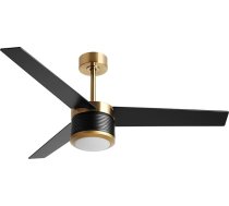 132 cm melns griestu ventilators ar apgaismojumu un tālvadības pulti, regulējama LED apgaismojuma intensitāte ar 3 krāsu temperatūrām, kluss motors, 3 melnas lāpstas, moderns dizains iekštelpām un āra lietošanai