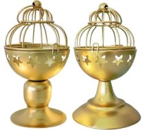 ARFUKA 2 gab. svečturu komplekts – vintage stila misiņa tējas svecīšu laternas, tējas svecīšu turētāji, diametrs 8 cm, metāla svečturi, galda dekorācijas komplekts kompozīcijām, Adventa vainagam, dekorēšanai, Ziemassvētkiem, zelta krā