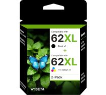 62XL printeru kasetnes HP 62 printeru kasetnes HP 62XL 62 XL melnās un krāsainās kasetnes OfficeJet 250 200 5740 5742 5744 HP Envy 5540 5548 5640 5646 7640 (1 melna, 1 krāsaina)