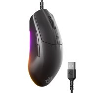SteelSeries Rival 3 Gen 2 Gaming Mouse - 8 500 DPI TrueMove Core optiskais sensors - 60 miljoni garantētu klikšķu - zema latentuma pakāpe - 77 g viegls svars - PTFE slīdošās kājas - RGB - melns