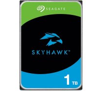 Seagate SkyHawk 1TB iekšējais cietais disks, video ierakstīšana līdz 64 kamerām, 3,5 collas, 64 MB kešatmiņa, SATA 6 GB/s, sudraba krāsā, FFP, datu glābšanas pakalpojums (ST1000VX013)