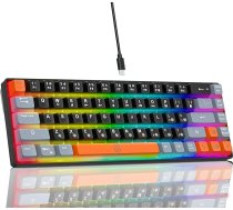 Snpurdiri 60 % spēļu tastatūra, ergonomiska, maza, mini spēļu tastatūra, kompakta, RGB fona apgaismojuma tastatūra Windows, datoriem, klēpjdatoriem (68 melna, pelēka, oranža)