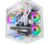 Mars Gaming MC-3TLITE, MicroATX spēļu korpuss, trīs nepārtrauktas rūdīta stikla kārbas, 120 mm FRGB aizmugurējais ventilators, dubultās kameras struktūra, kompakts mini tornis ar lielu iekšējo apdari, balts
