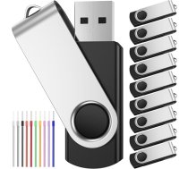 FEBNISCTE USB zibatmiņas 8 GB Pack of 10 Memory Sticks - Black USB Flash Drives 8 GB Memory Stick Pack of 10 Pendrive - Foldable Pen Drive Data Storage USB 2.0 Flash Drives for Promotional Gifts