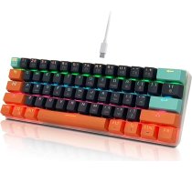SHANGZHAOYUAN spēļu tastatūra, USB RGB apgaismojuma mehāniskā tastatūra, 26 Anti-Ghosting, sarkans slēdzis, 60% QWERTY ASV izkārtojums, spēlētāju tastatūra, vadu 61 taustiņš datoram, Windows spēlētājiem, birojam