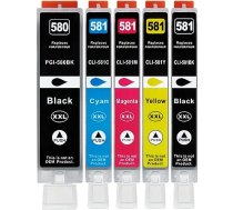 5 XXL drukas kasetnes saderīgas ar PGI-580 / CLI-581 priekš Canon Pixma TS705 TS6150 TS6250 TS6350 TR7550 TR8550 TS8150 TS8250 TS8350 TS9150 TS9550 TS611 51 TS6 5251 TS6351 TS8151 TS8152 TS8251