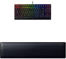 Razer komplekts BlackWidow V3 Tenkeyless (zaļš slēdzis) - kompakta spēļu tastatūra ar QWERTZ, vācu izkārtojumu + ergonomisks plaukstas locītavas balsts tastatūrām bez ciparu tastatūras | Melna