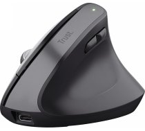 Trust Bayo+ uzlādējama vertikālā pele Bluetooth + RF 2,4 GHz, profilakse pret peles rokas/tenisa elkoņa (RSI sindroms), 53 % pārstrādāta plastmasa, bezvadu ergonomiska pele PC, klēpjdatoram, Mac - melna