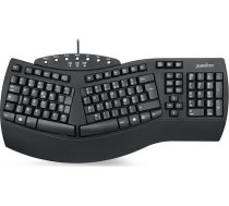 perixx PERIBOARD-512 Liela ergonomiska vadu USB tastatūra operētājsistēmai Windows - melna, AZERTY