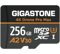 【5 gadu datu atgūšana】GIGASTONE Micro SD karte 256 GB, 4K Drone Pro Max, A2 V30 DJI dronam vai rīcības kamerai, Gopro, video 4K UHD, R/W 100/60MB/s, UHS-I U3 C10 Class 10 ar adapteri