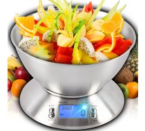 RTO Precīzs virtuves svari ar elektronisko termometru ar bļodu 1g-5kg inox taimeris