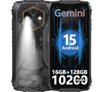 Ulefone RugKing 4 Pro Āra mobilais tālrunis AI izturīgs viedtālrunis, 10200 mAh akumulators 16GB + 128GB/SD-2TB, Android 15 Octa-Core 48MP 6,56 collu 120Hz, 120LM Super Torch/3 karšu slots/IP68/IP69K/OTG/NFC/GPS Black