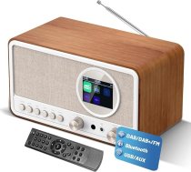 DAB Plus radio ar Bluetooth, DAB+/FM radio ar tālvadības pulti un strāvas padevi, digitālais radio, virtuves radio modinātājs ar dubulto modinātāju, USB/AUX ports, miega taimeris, 30 iepriekš iestatītas stacijas