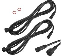M METERXITY 2 ūdensizturīgu pagarinātāju komplekts 4-pin 3 m pagarināšanas kabelis ar 20AWG IP67 kontaktdakšu un kontaktligzdu āra prožektoriem/LED griestu gaismām [melns]