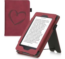 kwmobile Aizsargvāciņš saderīgs ar Amazon Kindle Paperwhite Flip Case - pārvalks ar siksniņu - Heart Brush Dark Red