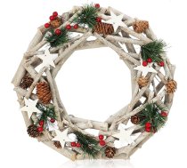 COM-FOUR® galda vainags ar zvaigznēm, dekoratīvs galda vainags no zariem, dabīgs durvju vainags, ar ko rotāties pašiem, DIY dabīgs vainags - diametrs 36 cm (Adventes vainags XXL)