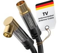 KabelDirekt 7,5 m koaksiālais antenas/antenas kabelis ar 90° leņķi (75 Ohm, 90° leņķveida koaksiālais savienotājs - taisns koaksiālais savienotājs, koaksiālais kabelis TV, HDTV, radio, DVB-T2, DVB-C, DVB-S, leņķveida savienotājs) PRO Series