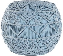 Beliani Kayseri Pouf Blue 40 x 40 cm Round Knitted Cotton