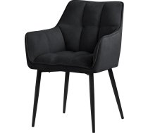 ML-Design Terry Cloth Dining Room Chairs, Black, Kitchen Chair, Thick Padded Seat & Metal Legs, Living Room Chair with Back and Armrests, Upholstered Chair, Ergonomic Lounge Chair