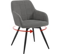 WOLTU EZS85dgr-1 Swivel Dining Chair, Velvet Padded Ergonomic Kitchen Chair with Metal Legs, Dining Chair with Back and Armrests for Kitchen, Living Room, Balcony, Dark Grey