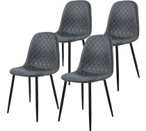 ML-Design Dining Room Chairs, Set of 4, Anthracite, Faux Leather Kitchen Chairs, Living Room Chair with Backrest, Upholstered Chair with Metal Legs, Ergonomic Chair for Dining Table, Dining Room