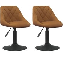 vidaXL 2 x Swivel Dining Chairs Brown 46 x 44 x 77.5 cm Height Adjustable Chic Swivel Chair for Dining Room Ergonomic in Modern Faux Leather Assembly Required