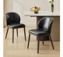 Set of 2 Modern Upholstered Dining Chairs - Ergonomic Backrest - Durable Wooden Legs - Capacity 120kg - Ideal for Kitchen, Dining Room, Restaurant - Easy to Clean