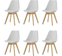 Set of 6 Dining Chairs with Solid Beech Legs, Office Chair, Ergonomic Chair with Cushion (White)