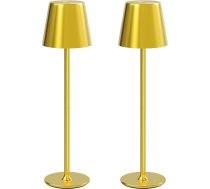 LED galda lampa bezvadu, bezvadu, 2 gabali, gaismeklis, gaismeklis pie nakts, akumulatora galda lampa bezvadu, iekštelpu āra galda lampa ar akumulatoru, 3 līmeņu silta gaisma, IP54 ūdensnecaurlaidīgs, metāla korpuss, zelta krāsā, zelta krāsā