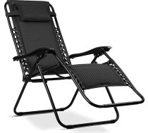 ChillWell Soft sauļošanās krēsls, dārza atpūtas krēsls, salokāms ar spilvenu, 3D FoamGrid audums, maksimālā slodze 120 kg, 160 x 107 x 60 cm, melns