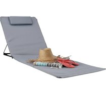 Relaxdays XXL pludmales paklājs 60 x 195 cm polsterēts sauļošanās krēsls ar spilvenu, regulējamu somu, pelēks