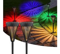 OUSFOT Saules apgaismojums āra apgaismojumam, RGB un siltā gaisma, IP65 ūdensizturīgs saules starmeši āra dārzam, 2 in 1 saules starmeši dārza apgaismojumam, svētku dekorēšanai, Helovīnam, Ziemassvētkiem, iepakojums