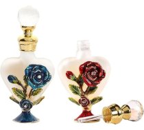 Joyeee Stikla smaržu pudeles 10ml Mazs Vintage Dekoratīvie smaržu dekanteris Blue Rose un Red Rose Sirds formas stikla ēteriskās eļļas konteineri ceļošanai Biznesa ceļojums Pack of 2