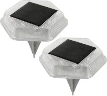 Solar-Auffahrtlicht, 2 Stück, LED-Bodenleuchten mit Pfahl, automatisches Ein-/Ausschalten, 3000 K warmes Licht, IP65 wasserdicht, Gartenleuchten